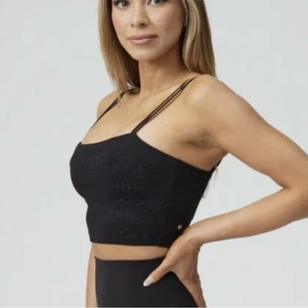Buffbunny Collection Black Sports Bra Cropped Spaghetti Strap Top Sz S NWT - Picture 1 of 6